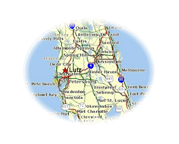 Town of 'Lutz' on Map of Florida