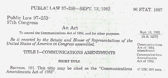Communications Act of 1982 Face