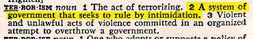 Definition of "Terrorism" -  Funk and Wagnalls 1946